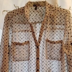Nicole Miller Sheer Polka Dot Blouse - Black and White